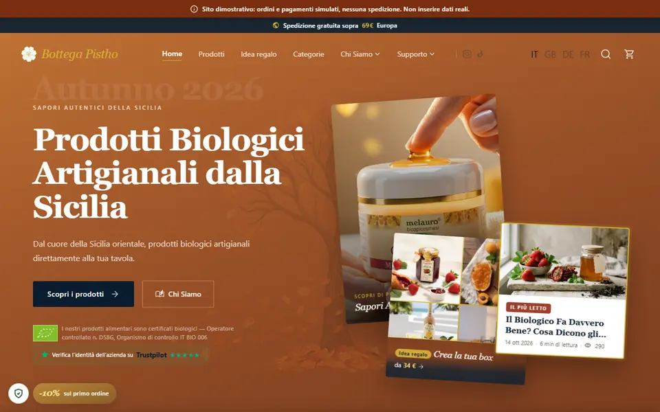 Schermata della demo Negozio di cibo
